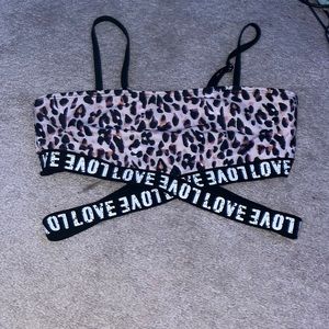 Printed bikini top graphic love